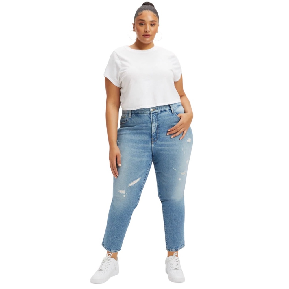 GOOD AMERICAN Good Classic Modern Skinny High Rise Distressed Jeans